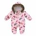 skpabo Baby Girls Boys Winter Warm Jacket Jumpsuit Hooded Snowsuit Floral Print Vintage Windproof Zipper Coat Outerwear Romper Pink 1-2 Years