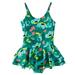 Girls Swimsuits Full Coverage One Piece Swimwear Suspender Floral Pattern Beach Takini Set Toddler Bathing Suit Girl Size 130