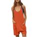 Xihbxyly Jumpsuits for Women Clearance Casual Womens Summer Casual Sleeveless Rompers Loose Spaghetti Strap Shorts Jumpsuit Linen Scoop Neck Wide Leg Jumpsuit with Pockets