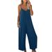 Women s Jumpsuits Rompers Overalls Spaghetti Strap Jumpsuit Wide Leg Rompers with Pockets Sleeveless Adjustable Jumper