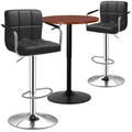 MoNiBloom 3 Piece Bar Table and Chair Set 23.5 Cocktail Tables and Height Adjustable Bar Stools for Dining Counter Pub