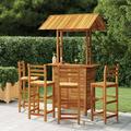 Aibecy 5 Piece Patio Bar Set Solid Wood Acacia