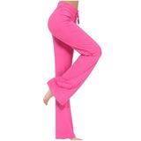 Wide Leg Yoga Pants Women s Loose High Waist Palazzo Lounge Pants Workout Lace-up Flare Leggings Casual Trousers (XX-Large Hot Pink)