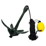 Green Folding Grapnel Anchor Kit 3.5 lbs for PWC/Kayaks/Jet Skis/Dinghys/Canoe