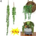 PULLIMORE 6 Pcs Artificial Succulents Hanging Plants Fake Succulent String of Pearls Plastic Vine Plants Decorations for Wall Home Garden Patio Wedding Party (23.6 inch)