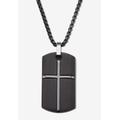 Men's Big & Tall Men'S Black Ion-Plated Stainless Steel Dog Tag Pendant Cross Necklace 26 Inch Jewelry by PalmBeach Jewelry in Black