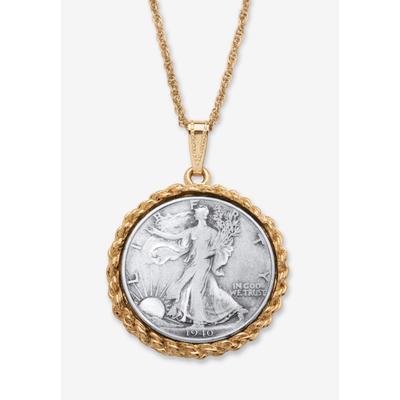 Men's Big & Tall Genuine Half Dollar Pendant Necklace In Yellow Goldtone by PalmBeach Jewelry in 1940