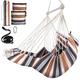 Chihee Hammock Chair Hanging Swing 2 Seat Cushions Included, Durable Spreader Bar Soft Cotton Weave Hanging Chair Side Pocket Large Tassel Chair Set Foot Rest Support Calf Foot Extra Comfortable