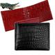 HATA Black Red Personalized Mens Alligator Bifold Wallets Custom Crocodile Double Side RFID Blocking Engraved Gift for Him Father Husband Dad Handmade Exotic Leather Vietnamese VILE-112