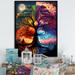 Winston Porter Tree of Life Day & Night II - Print on Canvas Plastic in Black/Blue/Red | 44 H x 34 W x 1.5 D in | Wayfair