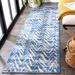 Blue/White 96 x 27 x 0.25 in Area Rug - The Twillery Co.® Lutton Chevron Machine Woven Indoor/Outdoor Area Rug | 96 H x 27 W x 0.25 D in | Wayfair