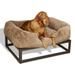 FUZI LUXURY ELEVATED DOG BED MEDIUM LIGHT BROWN PLUSH + BROWN METAL BASE THE FUZI LUXURY DOG BED