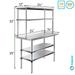 14 x 24 Stainless Steel Work Table With Two Shelves | 12 Wide Double Tier Overshelf | Metal Kitchen Prep Table & Shelving Combo