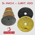 STADEA Grit 100 5 Diamond Polishing Pads Premium Grade Wet Flexible 2.2 MM High