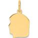 14K Yellow Gold Plain Small .035 Gauge Facing Left Engravable Girl Head Charm (18 X 10) Made In United States xm107/35