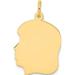 14K Yellow Gold Plain Medium .018 Gauge Facing Left Engravable Girl Head Charm (27 X 17) Made In United States xm115/18