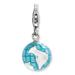 Amore La Vita Sterling Silver Rhodium-plated Polished 3-D Enameled World Globe Charm with Fancy Lobster Clasp