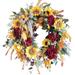 Sunflower Wreath Country French Wreath Fake Flower Welcome Sign Garland Hanging Front Door Decor for Home Party 40cm