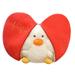 Taize Duck Plush Toy Adorable Appearance Zipper Design Extra Soft Fully Filled Vivid Expressions PP Cotton 2-in-1 Reversible Heart Duck Plush Toy Cushion for Kids