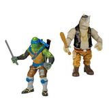 Teenage Mutant Ninja Turtles Movie 2 Hero vs Villain Basic Figure 2-Pack Leonardo vs Rocksteady