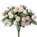 Luyue Artificial Mini Rose and Eucalyptus Flower Bouquets 4 Bunches Fake Summer Flowers Outdoor with