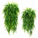 2 Pack Artificial Plants Boston Ferns Fake Vines Hanging Ivy Decor Plastic Greenery for Wall Indoor Outdoor UV Resistant Hanging Baskets Wedding Garland Decor