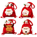 Christmas Gift Bags Reusable Drawstring Handbags Santa Candy Bags Cloth Fabric Santa Gift Bags Lovely Treat Bags Xmas Goodies Bag for Boys Girls Christmas Party Favor Decorations