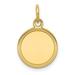 14k Plain .027 Gauge Engravable Round Disc Charm in 14k Yellow Gold