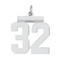 Sterling Silver Sterling/Silver Rhodium-Plated Polished Number 32 Charm (21 X 16) Made In United States qms32