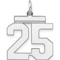 Sterling Silver Sterling/Silver Rhodium-Plated Polished Number 25 Charm (21 X 16) Made In United States qms25