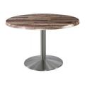 Holland Bar Stool 30 in. Tall OD214 Indoor & Outdoor All-Season Round Table with 36 in. Dia. Rustic & Stainless Steel Top