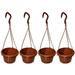 Heldig 4 Pieces Plastic Hanging Flower Plant Pots Chain Basket Planter Holder Round Hanging Fence Railing Wall Planter Plant Containers for Outdoor Indoor Plants Home Garden Balcony DecorationB