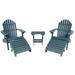 highwood 2 Reclining Adirondack Chairs with Matching Ottomans and Folding Side Table Nantucket Blue