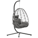 Esmlada Indoor/Outdoor Wicker Swing Egg Chair Hammock Hanging Chair Nest Basket with Stand UV Resistant Removable & Washable Cushions 350LB Capacity for Bedroom Balcony Garden and Poolside (Grey)