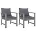 Walmeck Patio Chairs 2 pcs with Dark Gray Cushions Solid Acacia Wood