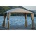 Outdoor Double Tiered Grill Canopy Patio Canopy Gazebo Tent BBQ Gazebo Tent with Ventilated Double Roof and UV Protection for Lawn Garden Backyard Deck Beige+Polyester