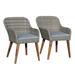 2-Piece Patio Dining Chairs Set with Wood Legs Weather-resistant PE Wicker Chairs with Cushions Grey Rattan Porch Chair for Club Garden Balcony