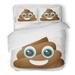 KXMDXA 3 Piece Bedding Set Blue Emo Pile of Poo Object Symbol Gradient Cartoon Brown Fun Smile Character Twin Size Duvet Cover with 2 Pillowcase for Home Bedding Room Decoration