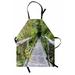 Wooden Bridge Apron Footpath Road Through Forest Outside Nature Park Unisex Kitchen Bib with Adjustable Neck for Cooking Gardening Adult Size Pale Ceil Blue Lime Green by Ambesonne