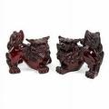 Feng Shui Pair of 2 Red Fu Foo Dogs Guardian Lion Statue Paperweights Gift A10278