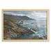 Big Sur Wall Art with Frame Overcast Sky Along the Central Coast Rocky Cliffs and Rough Ocean Printed Fabric Poster for Bathroom Living Room Dorms 35 x 23 Cocoa and Pale Blue Grey by Ambesonne