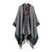 OWSOO Boho Women Knitted Shawl Poncho Faux Cashmere Geometric Pattern Tassel Oversized Warm Long