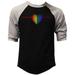 Men s Rainbow Heartbeat F203 Black/Gray Raglan Baseball T-Shirt Large