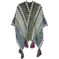 PIKADINGNIS Ethnic Wrap Shawl Poncho Cape for Women Knit Oversized Open Front Pashmina with Tassels Cold Weather