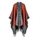 OWSOO Boho Women Knitted Shawl Poncho Faux Cashmere Geometric Pattern Tassel Oversized Warm Long