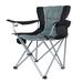 Zukka Oversized Camping Folding Chair with Cup Holder Side Cooler Bag Heavy Duty Steel Frame Fully P Added Quad Armchair for Adult Outdoors 1-Pack Grey