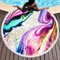 Grofry Round Colorful Print Tassels Summer Beach Carpet Blanket Yoga Mat Towel Shawl 10