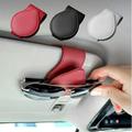 Sunglass Holder for Car Magnetic Sunglass Clip for Car Visor Leather Eyeglasses Hanger and Ticket Card Clip Truck Car Interior Accessories Universal for Woman Man (Black)