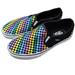 Vans Shoes | Euc Vans Asher Rainbow Mini Checkered Slip Ons Size 7.5 | Color: Orange/Yellow | Size: 7.5