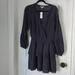 American Eagle Outfitters Dresses | Aeo Medium Navy Ling Sleeve V-Neck Tiered Embroidered Dress. Nwt | Color: Blue | Size: M